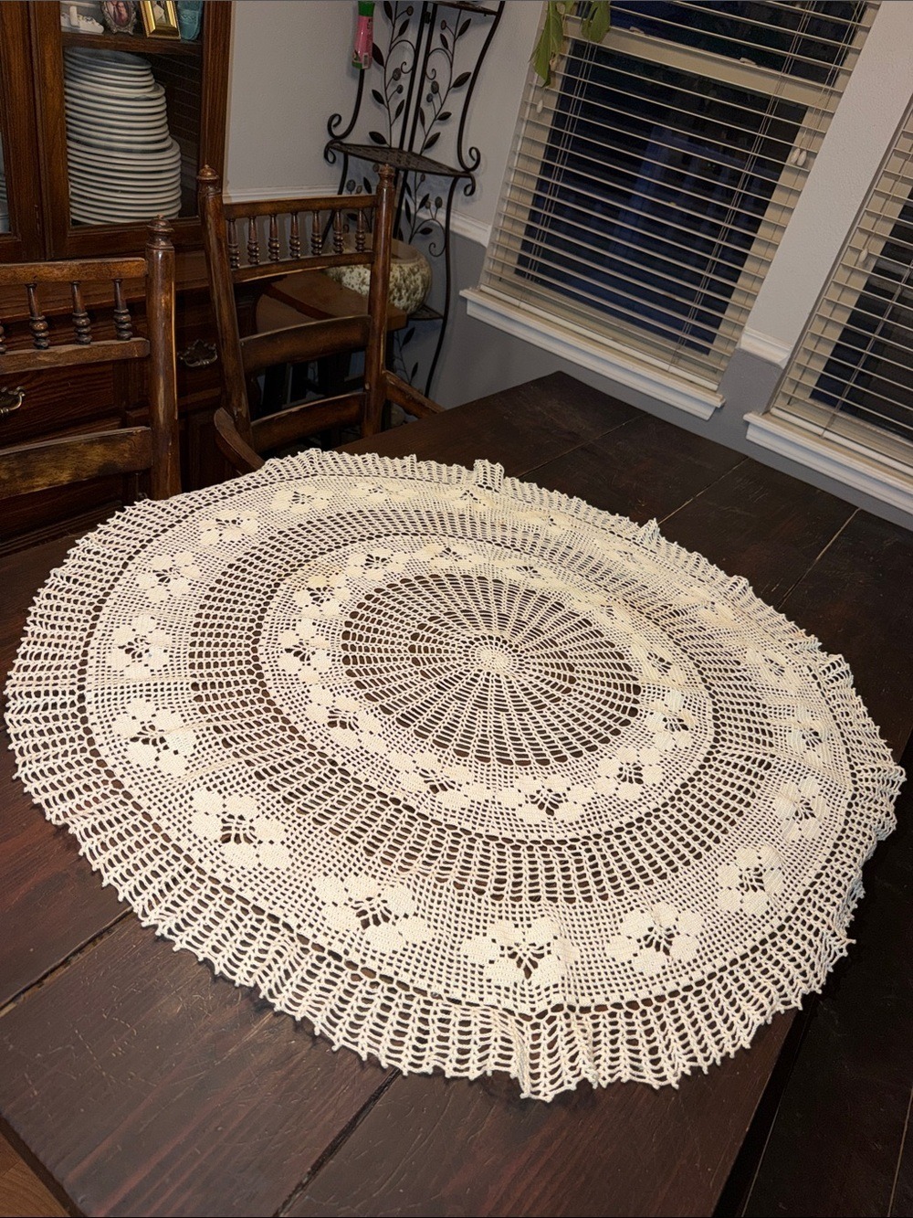 Large vintage round tablecloth circle tablecloth floral granny cottagecore